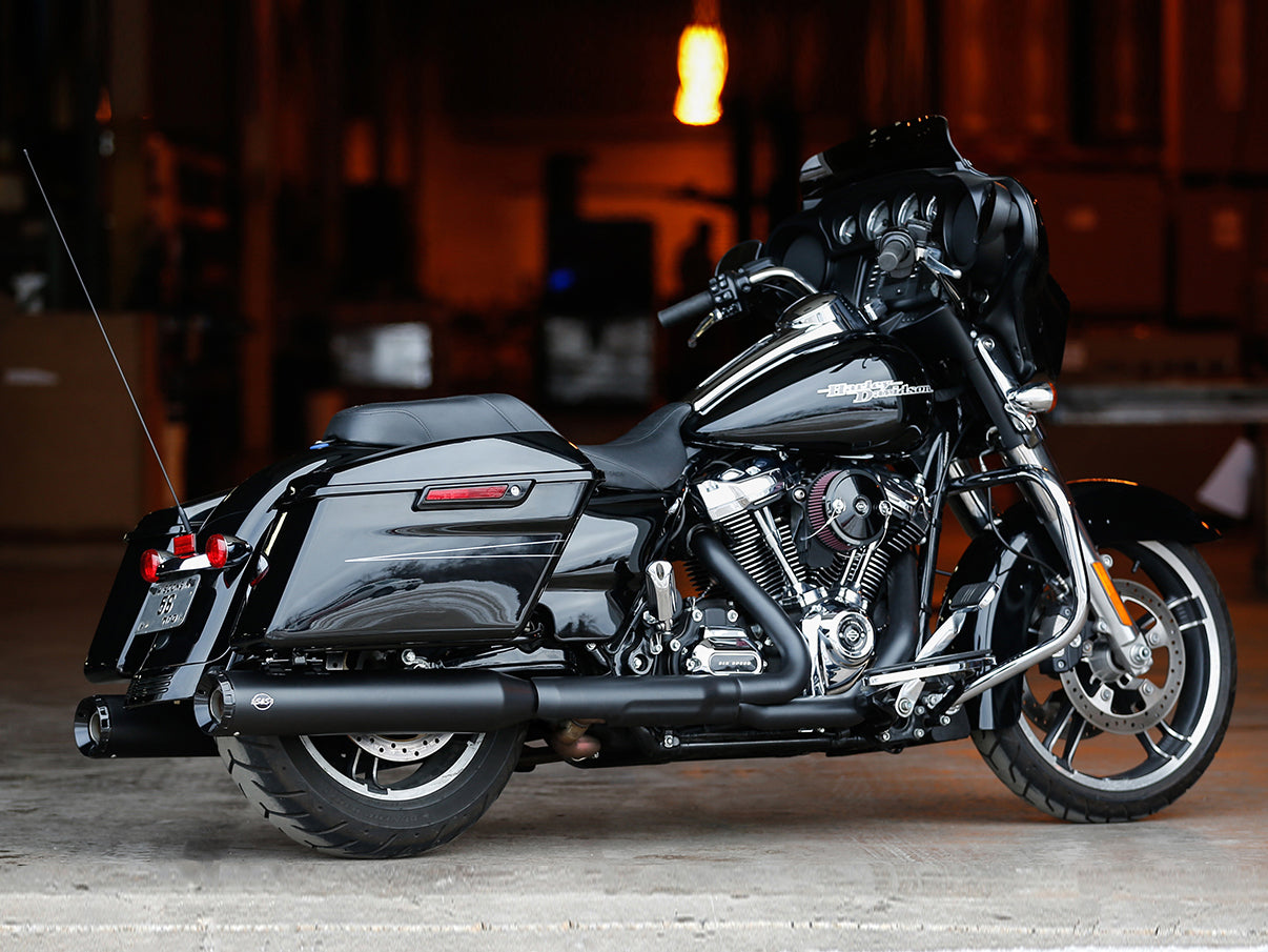4.5in. GNX Slip-On Mufflers - Black with Black End Caps. Fits Touring 2017up. - S&S