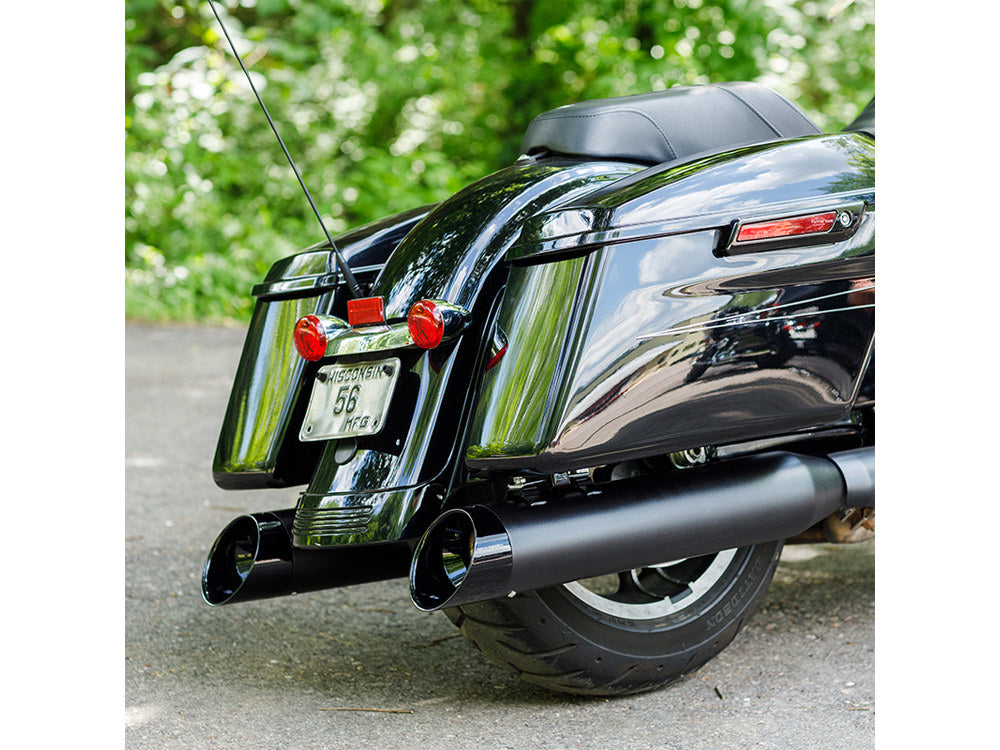 4-1/2in. Mk45 Slash Cut Slip-On Mufflers - Black with Black Cutlass End Caps. Fits Touring 2017up. - S&S