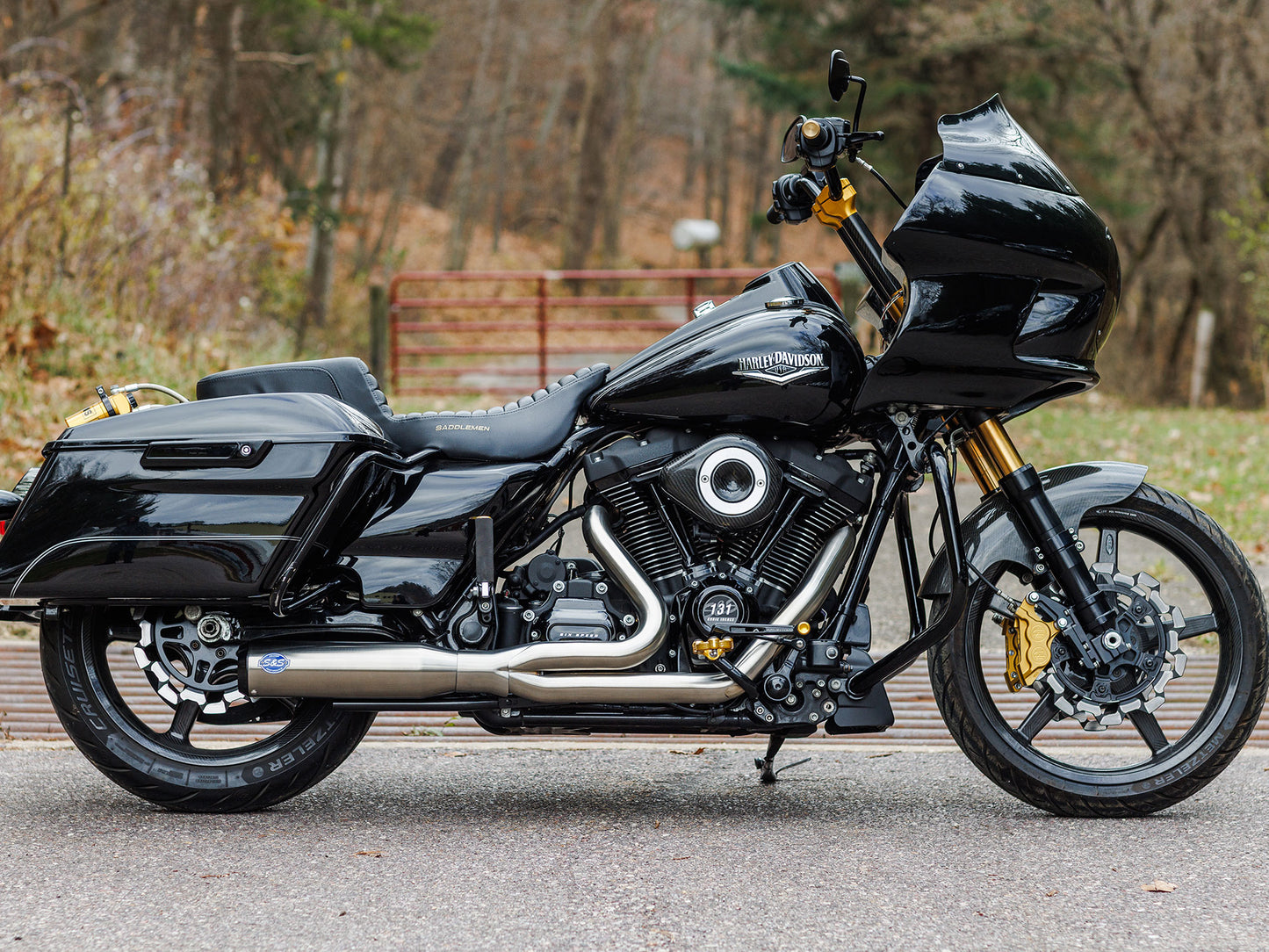 2-into-1 Qualifier Exhaust - Stainless Steel with Black End Cap. Fits Touring 2017up - S&S