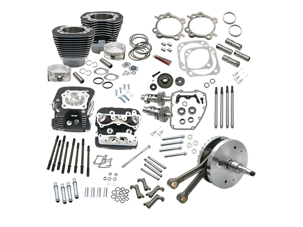 124ci Hot Set Up Kit with 91cc S&S Cylinder Heads - Black. Fits Twin Cam 88B Softail 2000-2006. - S&S