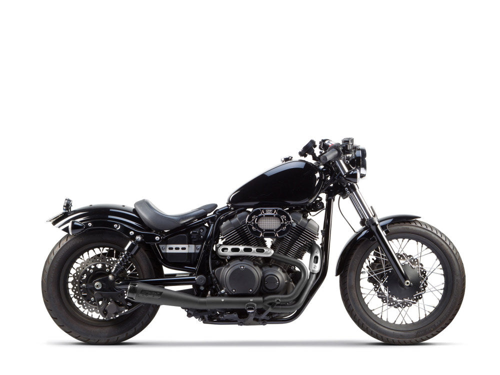 Comp-S 2-into-1 Exhaust - Black with Carbon Fiber End Cap. Fits Yamaha Bolt 2013up. - Two Brothers Racing Exhaust