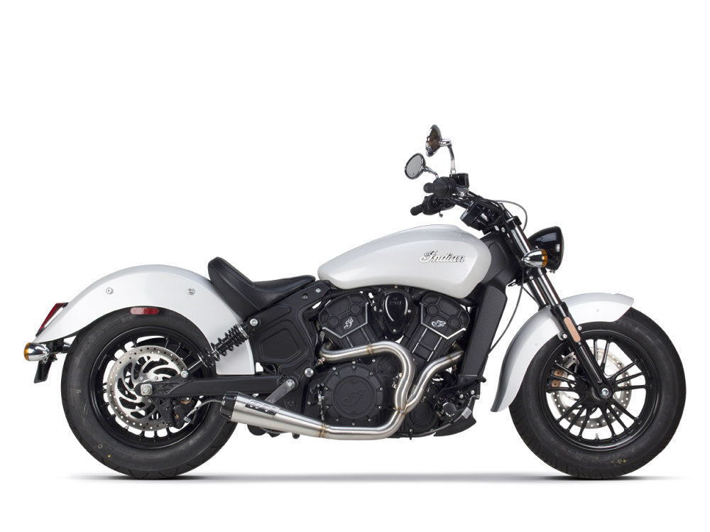 Comp-S 2-into-1 Exhaust - Stainless Steel with Carbon Fiber End Cap. Fits Indian Scout 2015-2024 & fits 2017 Victory Octane. - Two Brothers Racing Exhaust