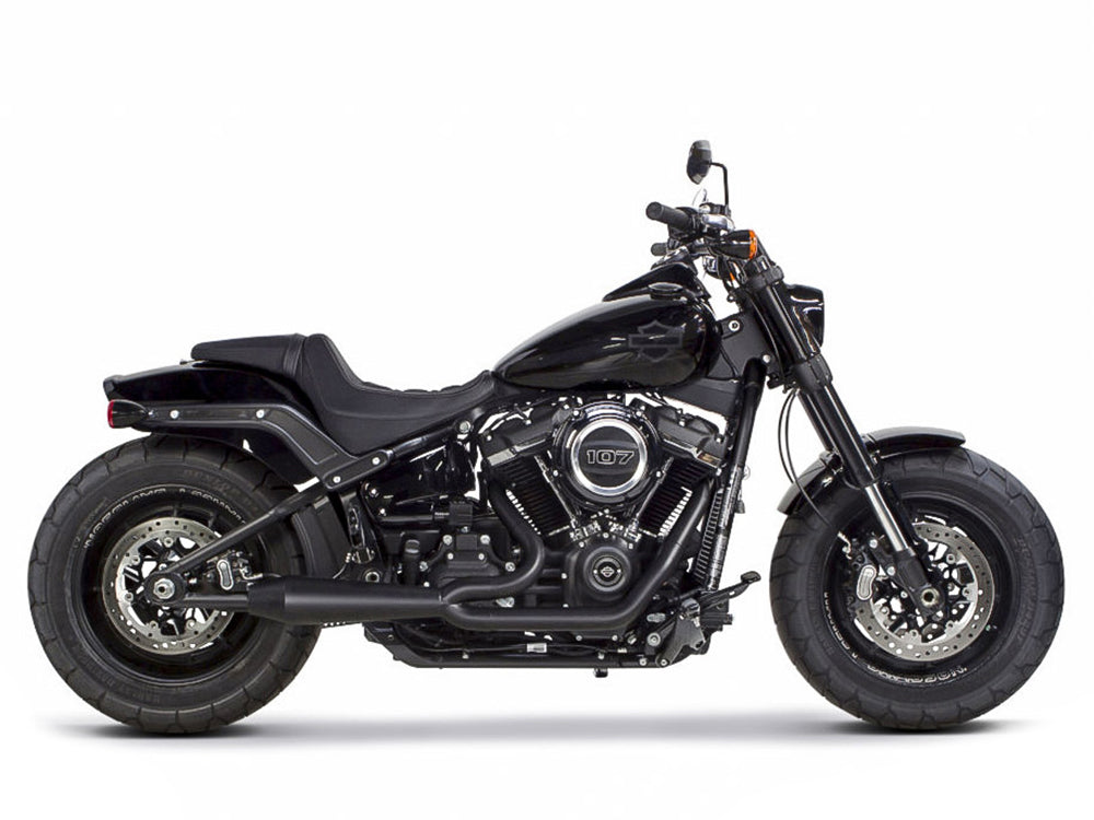 Megaphone Gen II 2-into-1 Exhaust - Black. Fits Softail 2018-2024 with Non-240 Rear Tyre. - Two Brothers Racing Exhaust