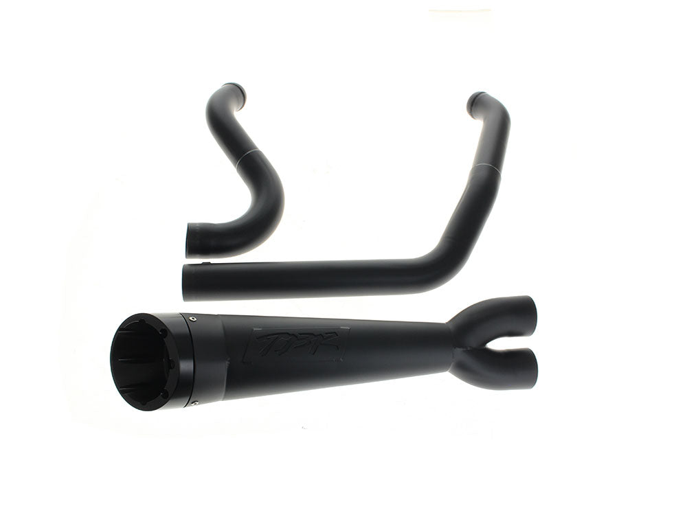 Shorty Turnout 2-into-1 Exhaust - Black with Black End Cap. Fits Softail 2018up with Non-240 Rear Tyre - Two Brothers Racing Exhaust