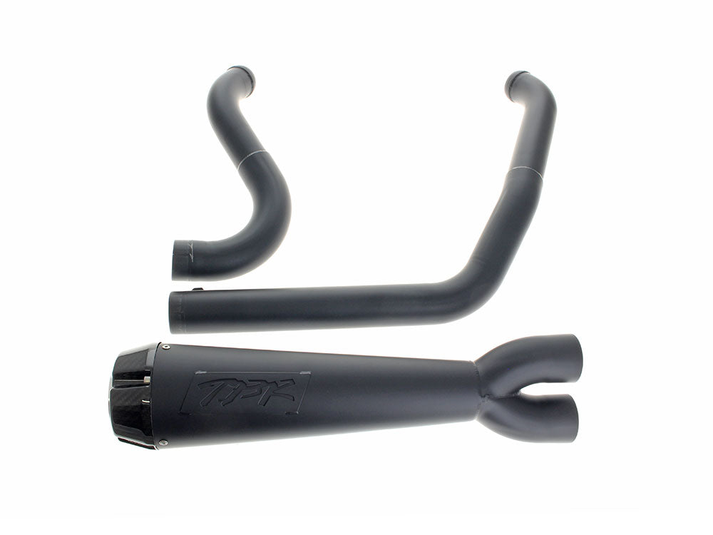 Comp-S 2-into-1 Exhaust - Black with Carbon Fiber End Cap. Fits Softail Breakout & Fat Boy 2018up - Two Brothers Racing Exhaust