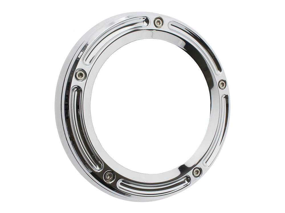 Assault Clear Derby Cover - Chrome. Fits Softail 1999-2018, Dyna 1999-2017 & Touring 1999-2015. - Trask Performance