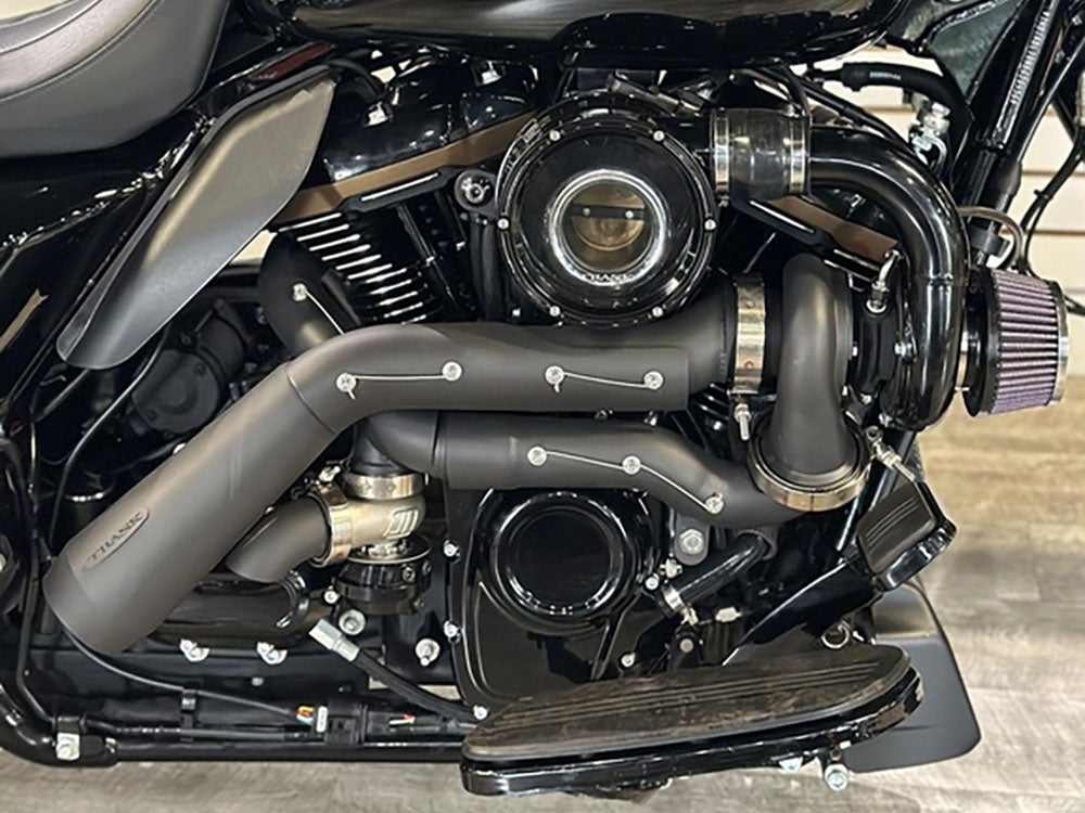 Tornado Turbo Kit - Black Exhaust, Black Billet. Fits Touring 2017-2023 and Softail 2018-2024 - Trask Performance