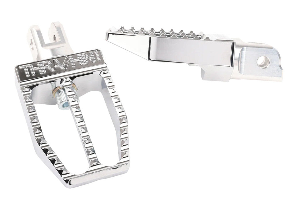 Militant Footpegs - Chrome. Fits Softail 2018up Front Rider - Thrashin Supply