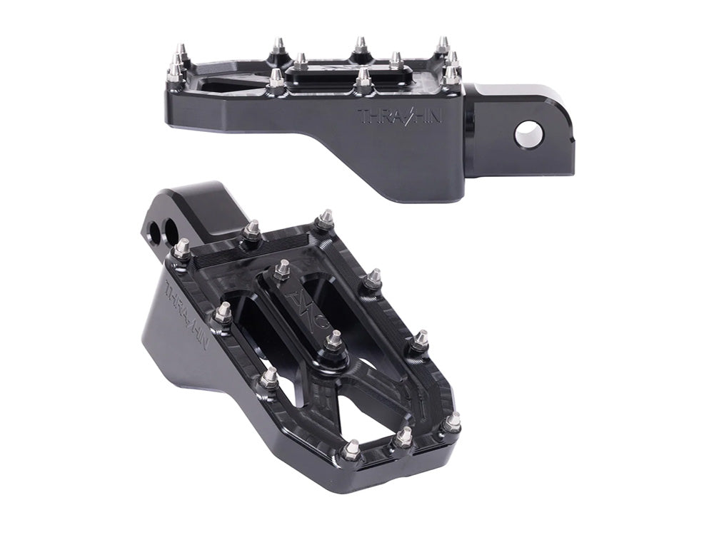 Aggressor Footpegs - Black. Fits Softail 2018up Rear Passenger - Thrashin Supply