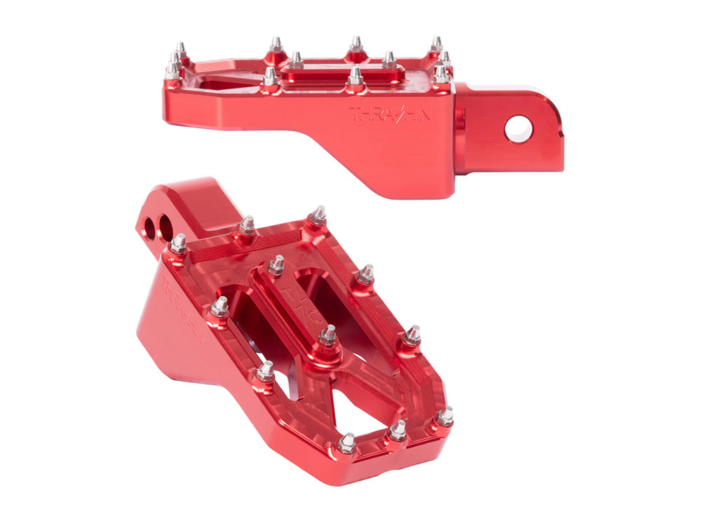 Aggressor Footpegs - Red. Fits Softail 2018up Rear Passenger - Thrashin Supply
