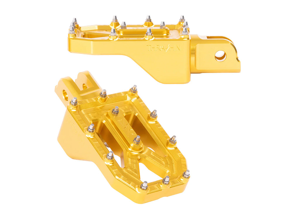 Aggressor Footpegs - Gold. Fits Softail 2018up Front Rider - Thrashin Supply