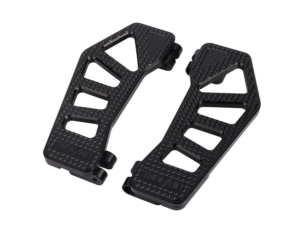 Black Apex Bagger Rider Floorboards. Fits Touring 1980up, FL Softail 1986-2017 & Dyna Switchback 2012-2016 - Thrashin Supply