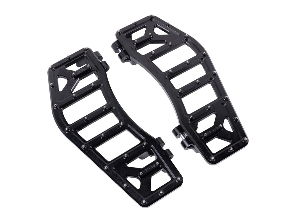 Aggressor Rider Floorboards - Black. Fits Touring 1980up, FL Softail 1986-2017 & Dyna Switchback 2012-2016 - Thrashin Supply