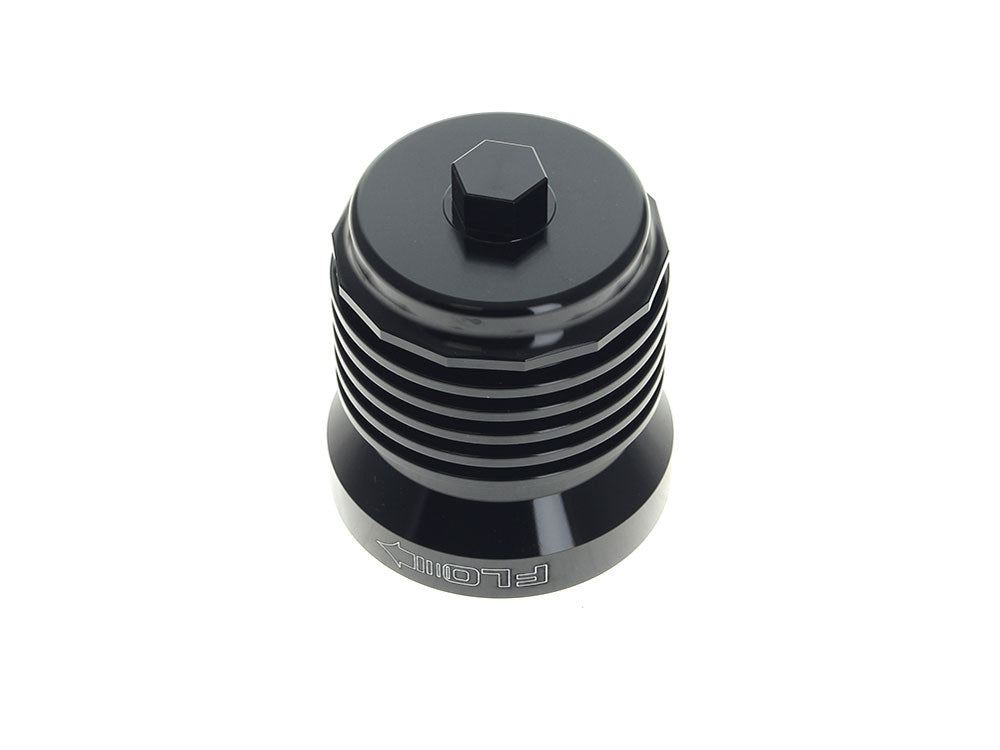 FLO Reusable Oil Filter - Black with Polished Fins. Fits Street 2015-2020, Indian 2014up, Victory 1999-2017 & Various Honda, Kawasaki, Triumph & Yamaha Models - Ultra Cool
