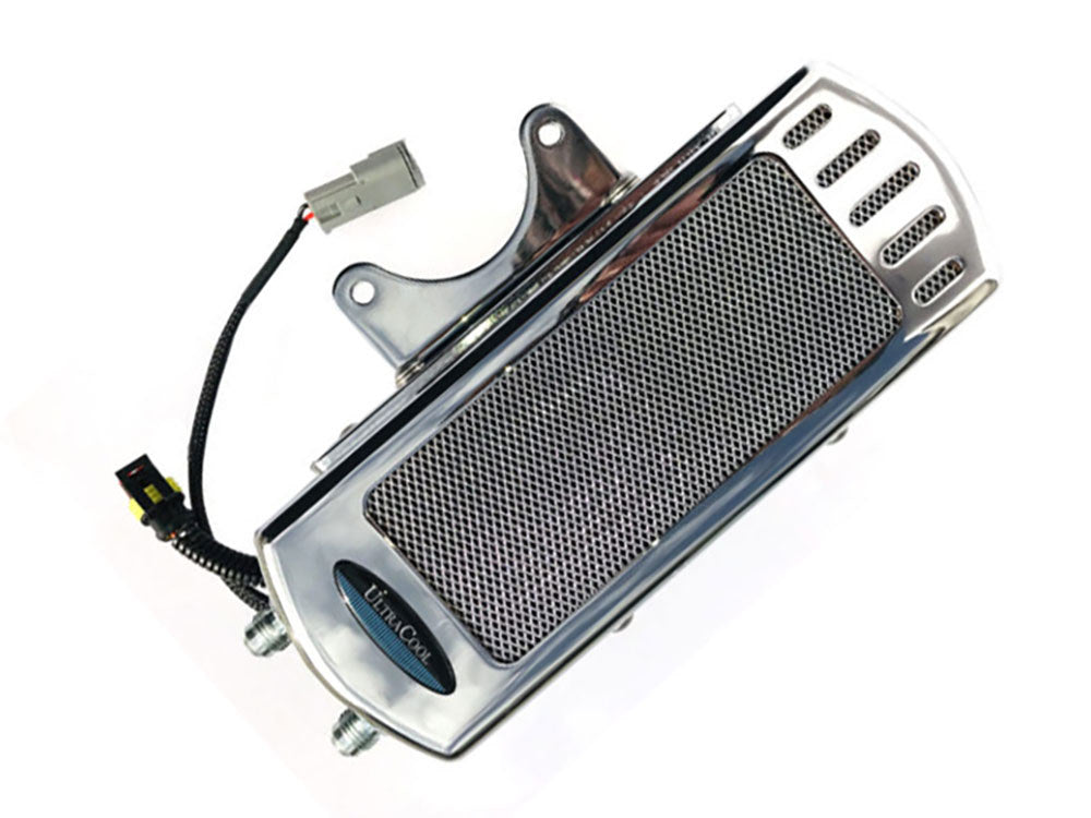 Fan Assisted Side Mount Oil Cooler Kit - Chrome. Fits Touring 2009-2016 - Ultra Cool