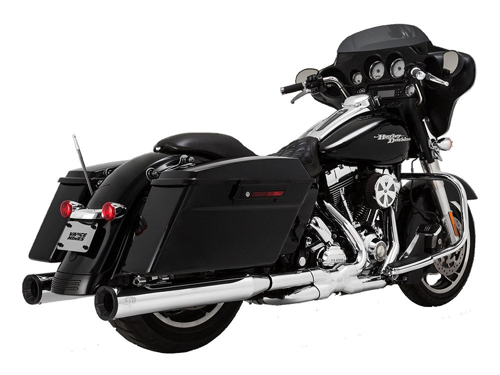 4in. Eliminator 400 Slip-On Mufflers - Chrome with Black End Caps. Fits Touring 2017up - Vance And Hines