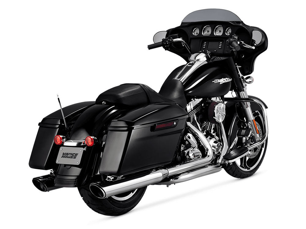 4in. Twin Slash Round Slip-On Mufflers - Chrome. Fits Touring 1995-2016 & Trike 2017-2020 - Vance And Hines