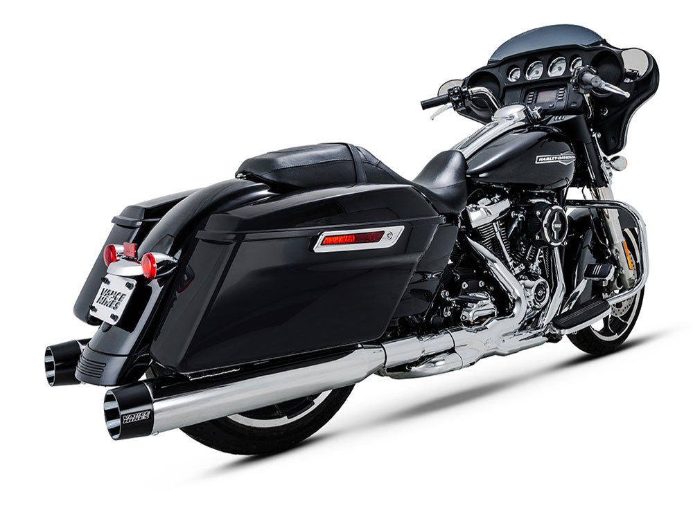 4.5in. Blackbird 450 Slip-On Mufflers - Chrome with Black End Caps. Fits Touring 2017up - Vance And Hines