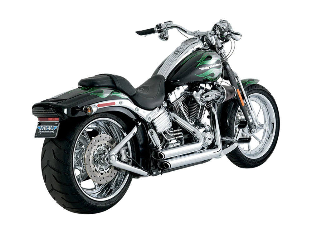 Shortshots Staggered Exhaust - Chrome. Fits Softail 1986-2017 Non-240 Tyre Models - Vance And Hines
