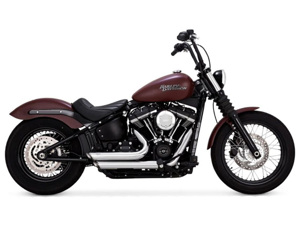 Shortshots Staggered Exhaust - Chrome. Fits Softail 2018up Non-240 Tyre Models - Vance And Hines