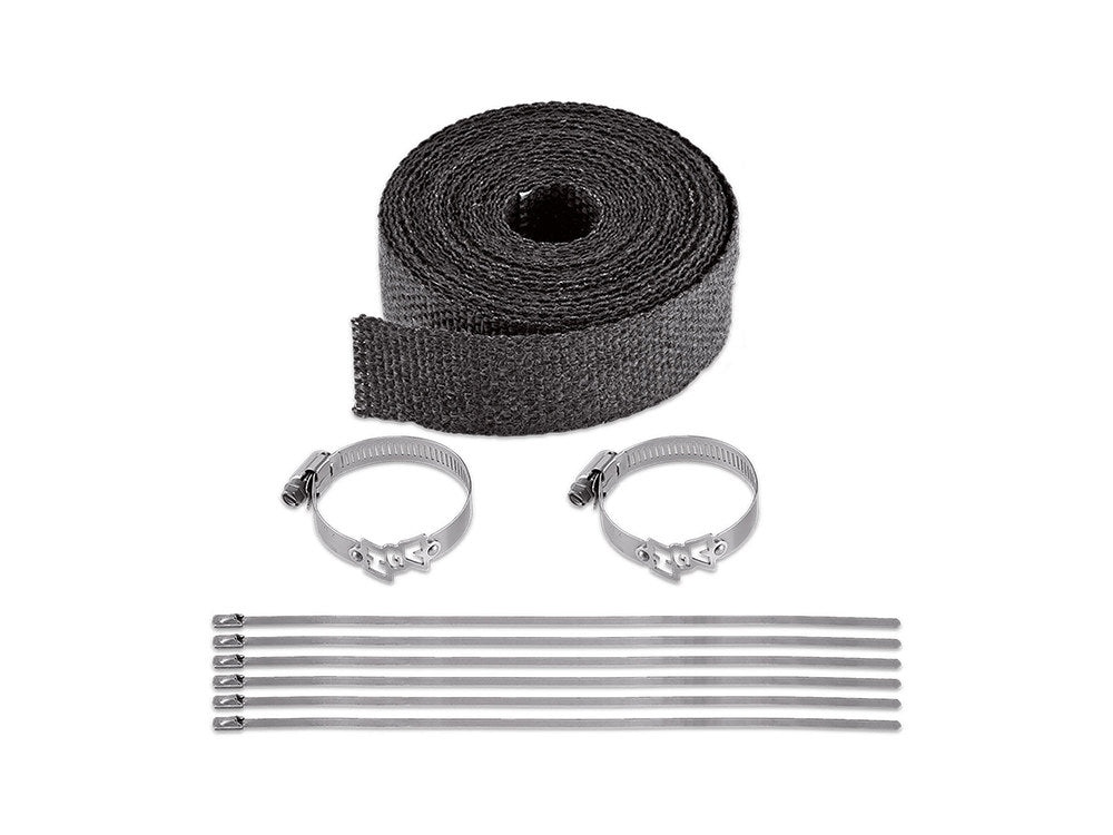 Black Heat Wrap. 2in. Wide x 25 Foot Roll with Locking Ties. - Vance And Hines