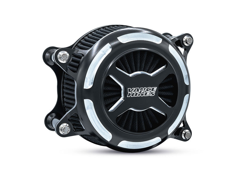 VO2 X Air Cleaner Kit - Black Contrast. Fits CVO Touring 2023up, Street Glide & Road Glide 2024up, Touring 2025up & Softail 2025up - Vance And Hines