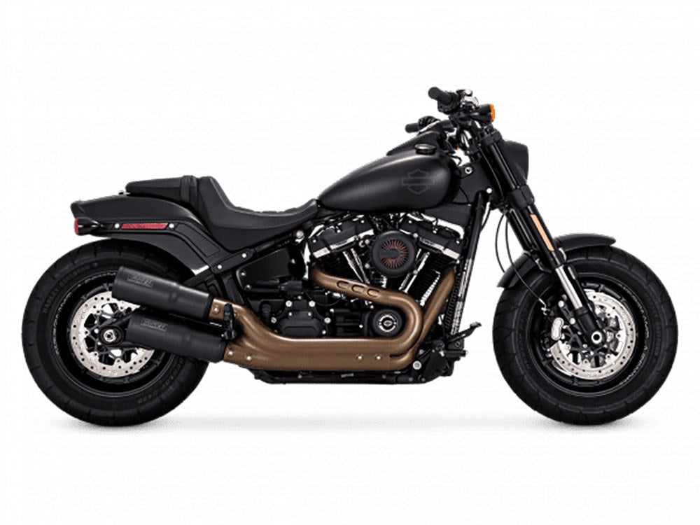 Hi-Output Slip-On Mufflers - Black. Fits Fat Bob 2018-2024 - Vance And Hines