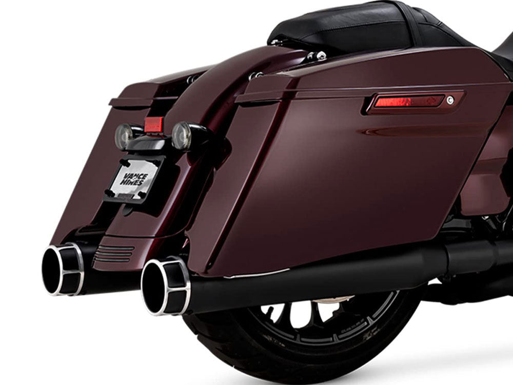 4.5in. Torquer 450 Slip-On Mufflers - Black with Black Machine End Caps. Fits Touring 2017up - Vance And Hines