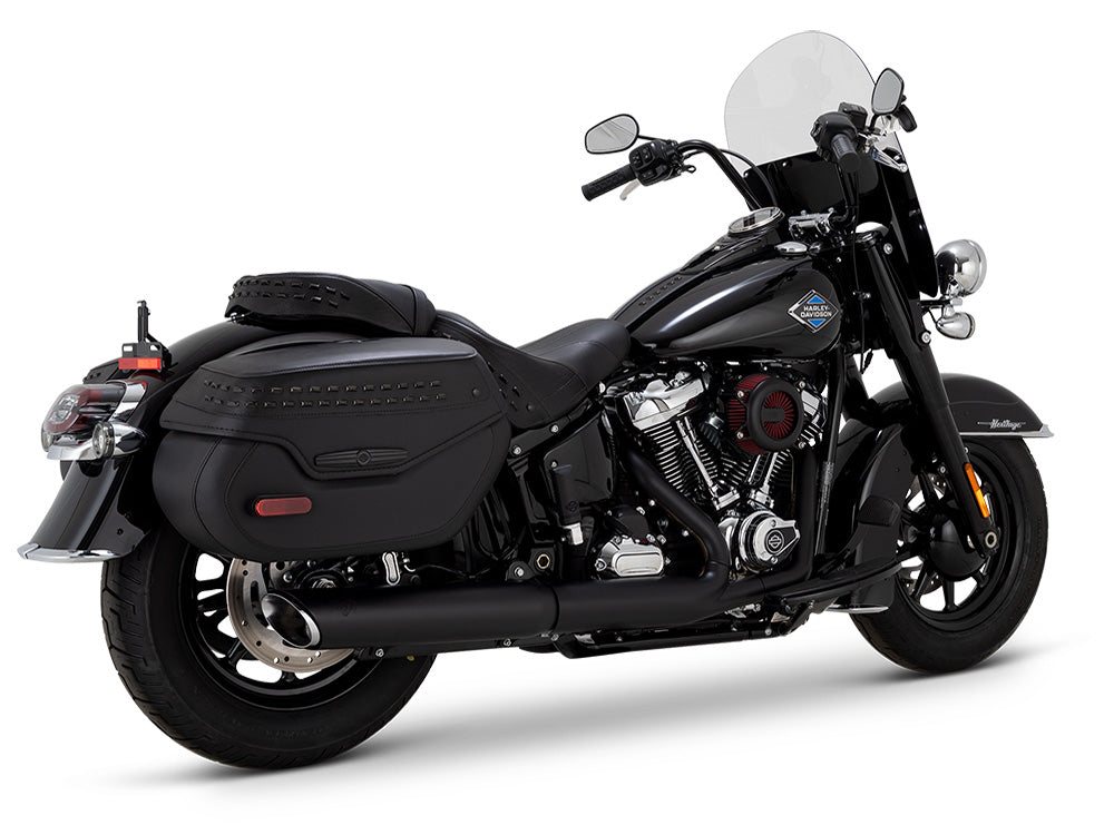 4in. Twin Slash Slip-On Muffler - Black. Fits Softail Street Bob, Low Rider S, Low Rider ST & Heritage 2025up - Vance And Hines