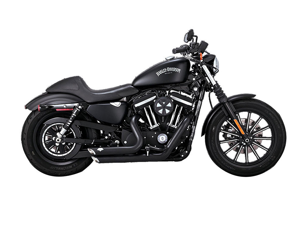 Shortshots Staggered Exhaust - Black. Fits Sportster 2004-2013 - Vance And Hines