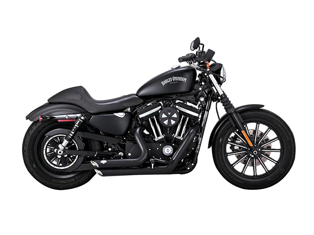 Shortshots Staggered Exhaust - Black. Fits Sportster 2014-2021 - Vance And Hines