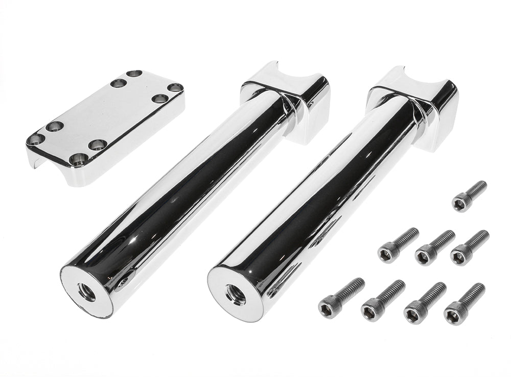 10in. Tall Savage Risers with Top Clamp - Chrome. Fits 1-1/4in. Handlebar. - Wild 1 Handlebars