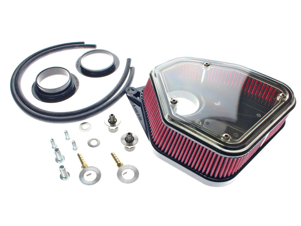 1.8in. Polycarbonate Boom Box Air Cleaner Kit - Black. Fits Touring 2017-2024 & Softail 2018-2024 - Alloy Art