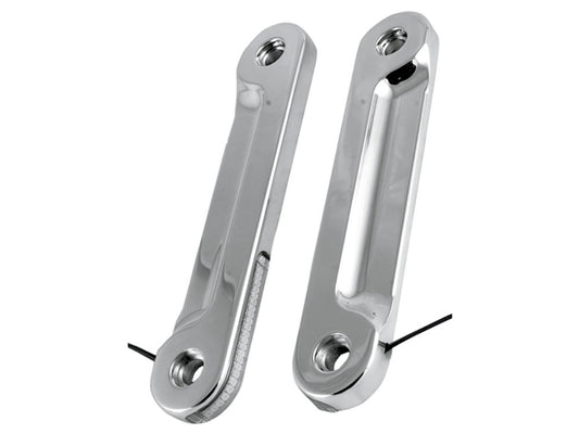 Front Indicator Turn Signal Strips with Clear Lens & Amber LED's - Chrome. Fits Street Glide 2006-2023 - Alloy Art