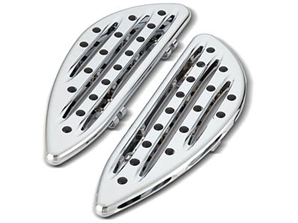 Deep Cut Front Floorboards - Chrome. Fits Touring 1980up, FL Softail 1986-2017 & Dyna Switchback 2012-2016 - Arlen Ness