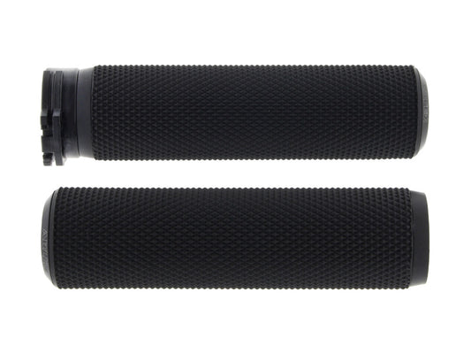 Knurled Fusion Handgrips - Black. Fits H-D with Throttle Cable. - Arlen Ness