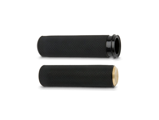 Knurled Fusion Handgrips - Brass. Fits H-D with Throttle Cable. - Arlen Ness