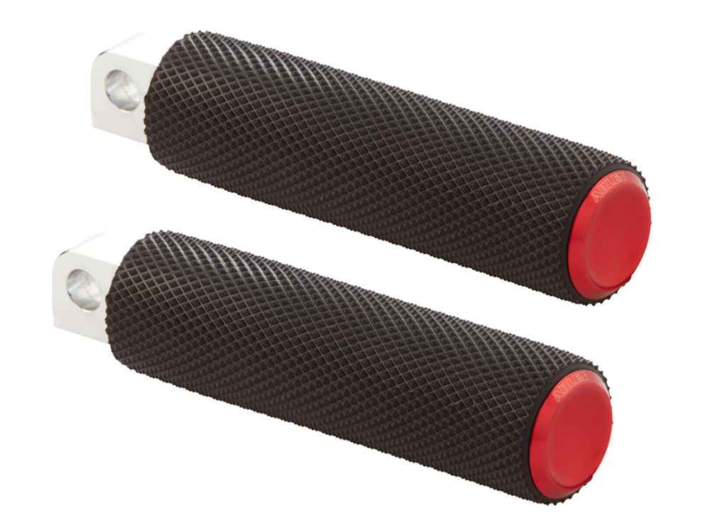 Knurled Fusion Footpegs - Red. Fits H-D. - Arlen Ness