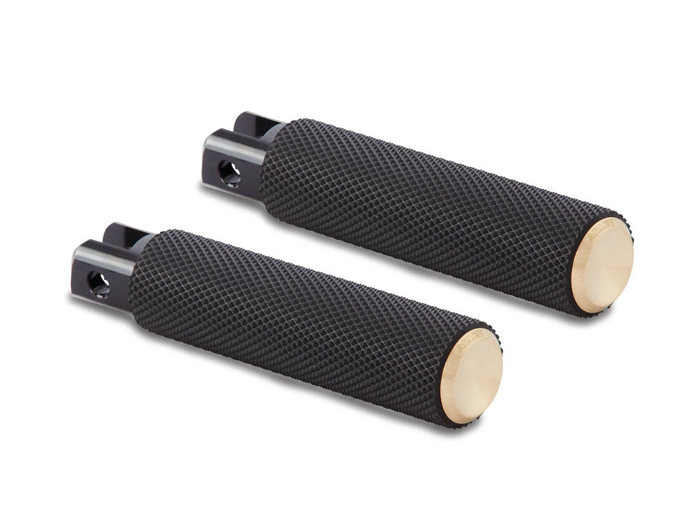 Knurled Fusion Footpegs - Brass. Fits Softail 2018up Front Rider - Arlen Ness