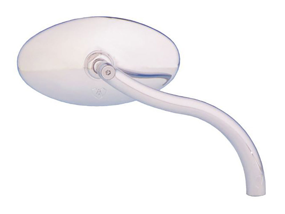 Smooth Cat-Eye Mirror with Soft-Bend Stem - Chrome. Fits Left or Right Hand Side - Arlen Ness