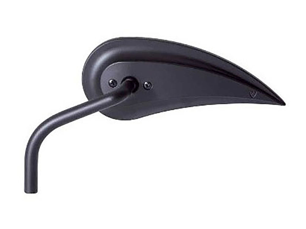 Rad III Teardrop Mirror with Steel Stem - Black. Fits Left. - Arlen Ness