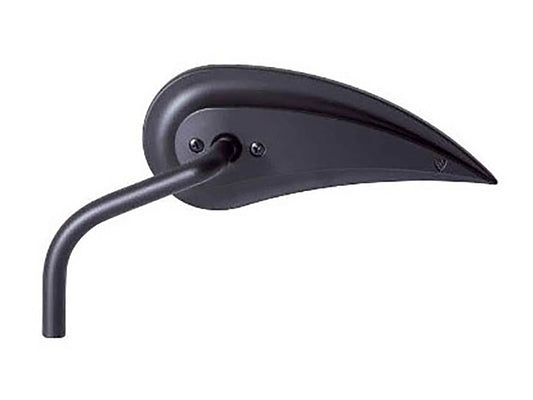 Rad III Teardrop Mirror with Steel Stem - Black. Fits Left. - Arlen Ness