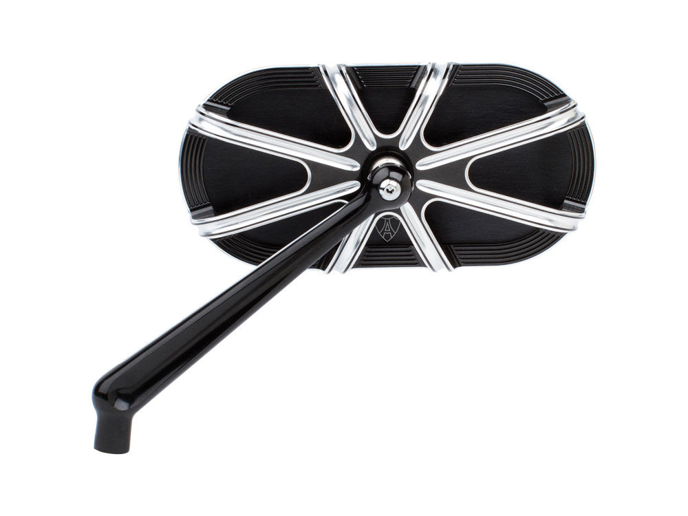 10-Gauge Caged Series Mirror - Black. Fits Left. - Arlen Ness