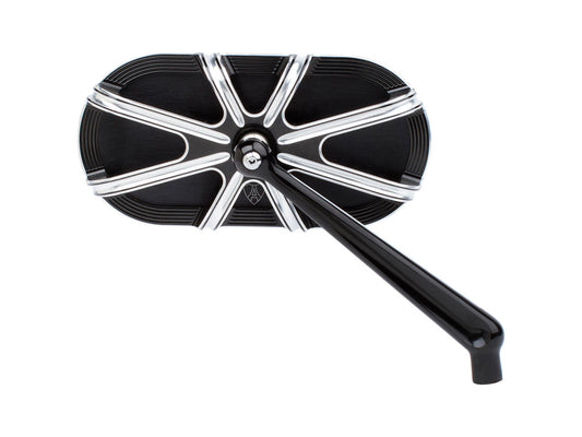 10-Gauge Caged Series Mirror - Black. Fits Right. - Arlen Ness