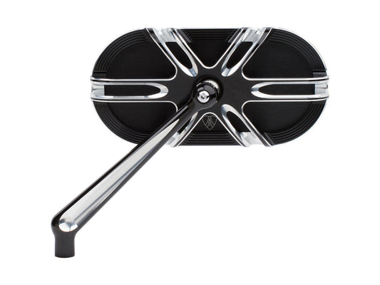 Deep Cut Caged Series Mirror - Black. Fits Left. - Arlen Ness