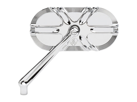 Deep Cut Caged Series Mirror - Chrome. Fits Left. - Arlen Ness