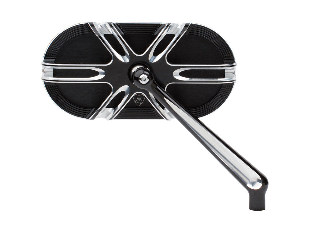 Deep Cut Caged Series Mirror - Black. Fits Right. - Arlen Ness