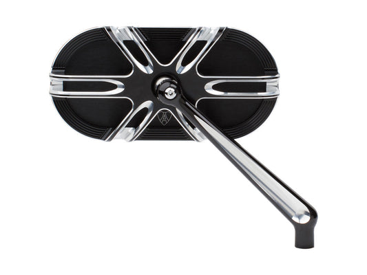 Deep Cut Caged Series Mirror - Black. Fits Right. - Arlen Ness