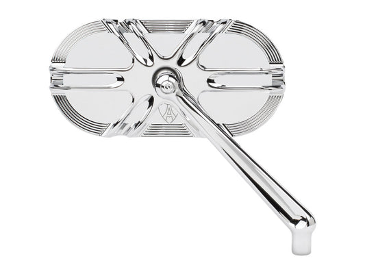 Deep Cut Caged Series Mirror - Chrome. Fits Right. - Arlen Ness