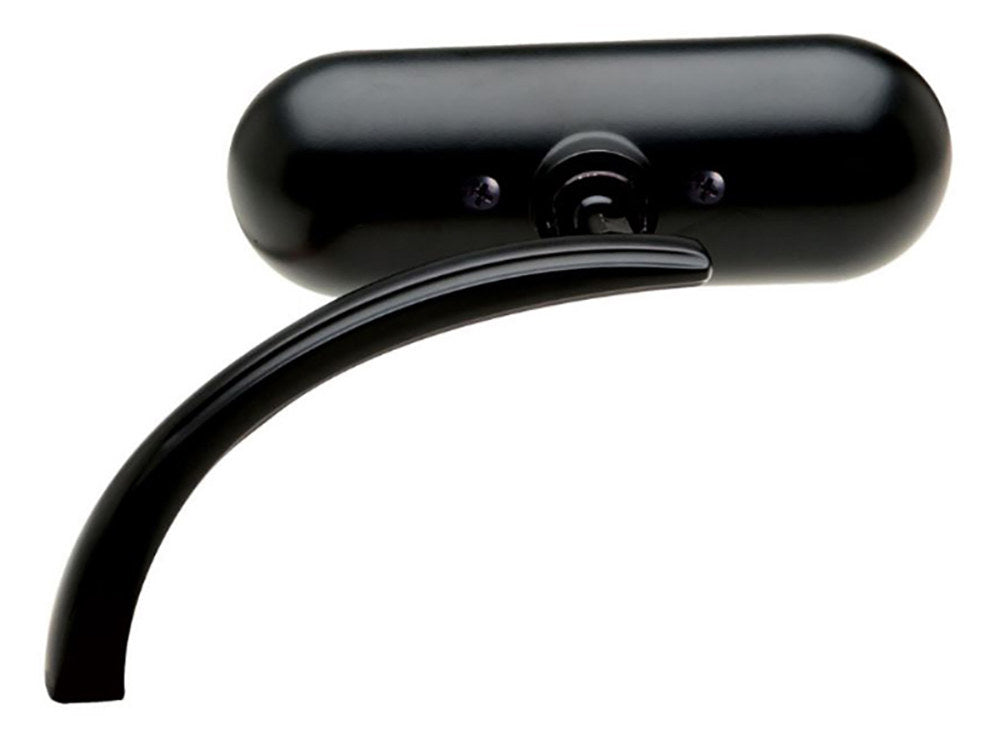 Mini Oval Mirror - Black. Fits Left. - Arlen Ness